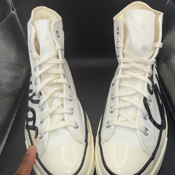 Size 10 - Converse Chuck 70 High Scripted Signature Print - White New W Defects
